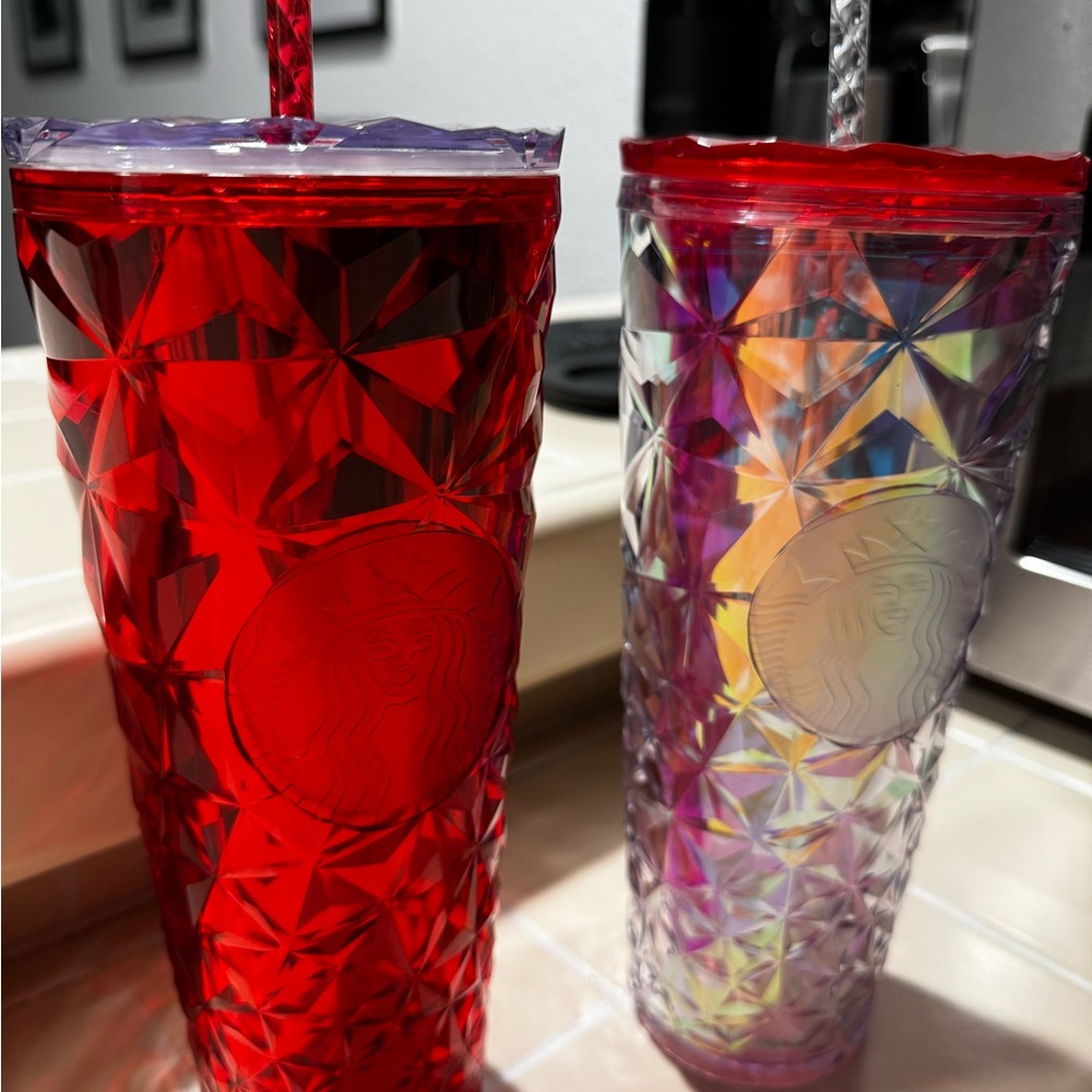 Starbucks Red and Holographic Tumblers